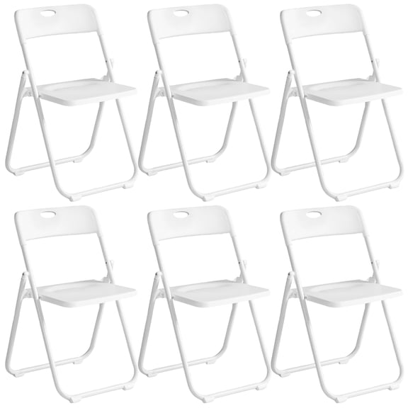 Harigal White Plastic Folding Chairs, 6-Pack, 330 lbs Capacity, Foldable Stacking Chairs for Outdoor & Indoor Use