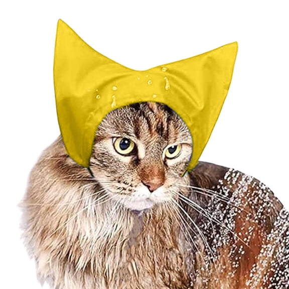 Harikaji Cat Shower Caps,Adjustable Pet Shower Caps Bath Hat,Waterproof Small Dog Cat Ear Protection for Washing Bathing Swimming Yellow