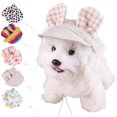 thumbnail image 1 of Harikaji Dog Baseball Cap with Ear Holes, Pet Sun Hat for Puppy Doggie Doggy Cats Adjustable Drawstring Waterproof UV Protection Grid S, 1 of 6