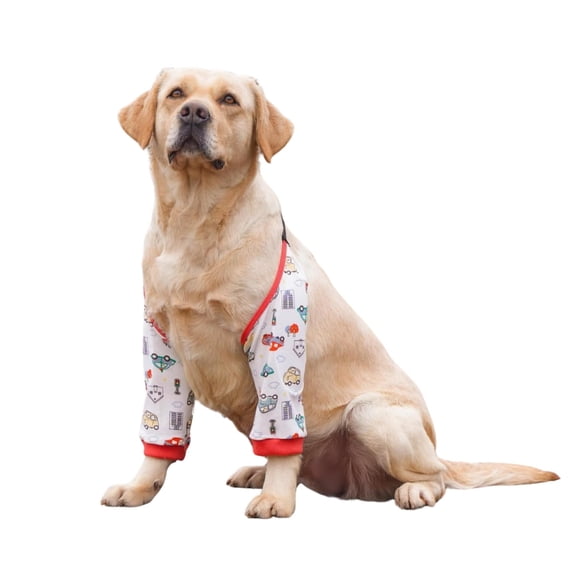Harikaji Dog Elbow Protector, Dog Front Leg Recovery Protector for Prevent Licking Wound, Elbow Protectors with Mesh Pad for Medium Large Dogs Red Car 3XL