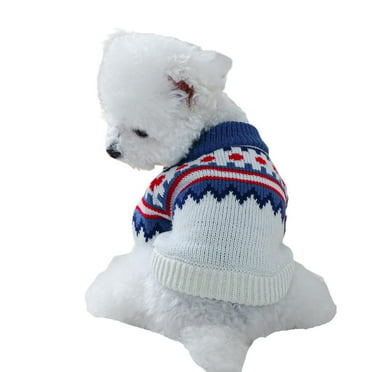 Harikaji Dog Knitted Sweater, Heart Dinosaur checkered Pattern Puppy Sweater Warm Soft Pet Holiday Clothes for Small Cats and Dogs Blue XS