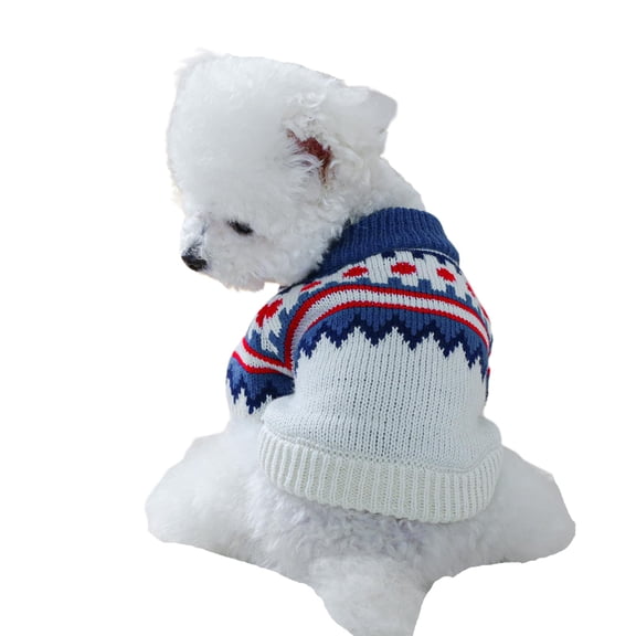 Harikaji Dog Knitted Sweater, Heart Dinosaur checkered Pattern Puppy Sweater Warm Soft Pet Holiday Clothes for Small Cats and Dogs Blue XS