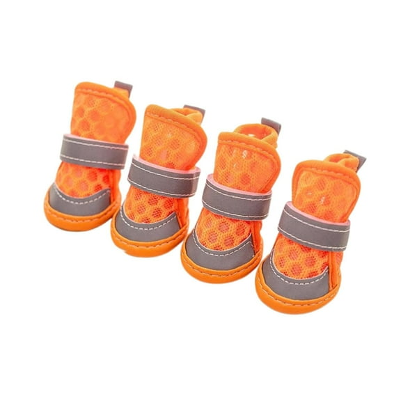 Harikaji Dog Shoes for Small Medium Dogs, Breathable Mesh Reflective Dog Boots, Dog Paw Protectors for All Seasons - Hot Pavement in Summer, Anti-Slip Dog Booties for Hiking and Walking Orange 5#