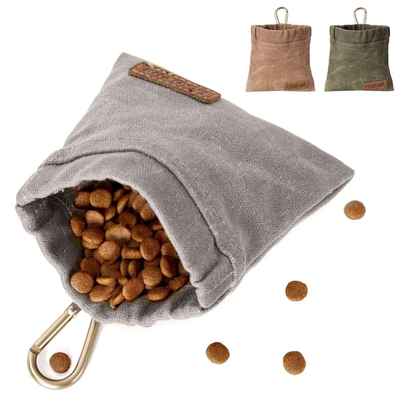 Harikaji Dog Treat Pouch for Training Dog Treat Bags, Puppy Training Pouch with Carabiner, Auto Closure Hands-Free for Outdoor Dog Walking/Pet Dog Training Assorted Gray