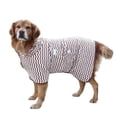 thumbnail image 1 of Harikaji Fast-Drying Pet Bathrobe, Absorbent Dog Towel Robe with Hook-and-Loop Belly Fastener, Striped Towel Wrap for Small Medium Large Dogs Cats Brown S, 1 of 5