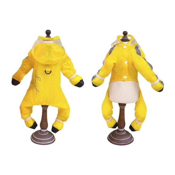 Harikaji Four-Legged Full Coverage Dog Raincoat for Small Dogs, Waterproof 4-Legs Dog rain Jacket with Rainboots, Adjustable Puppy Waterproof Clothes Shoes Yellow M