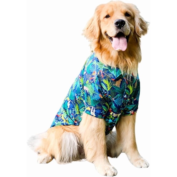 Harikaji Large Dog Hawaiian Costume, Dog's Cool T-Shirts Summer Clothes, Hawaiian Shirt for Large Dogs, Design for Summer Luau Style Beach Camp Vacation Dark Blue 8XL