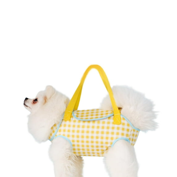 Harikaji Pet Bag Carrier Sling Cat Carrier, Hands Free Shoulder Crossbody Dog Carrier Pouch, Cat Sling Carrier Outdoor Travel Yellow Grid M