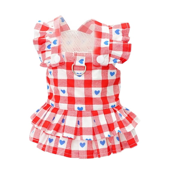 Harikaji Retro Summer Dog Dresses with D-ring, Y2K Vintage Pet Outfits for Dogs & Cats, Cute Breathable Costume for Puppy Parties Fashion & Photo Shoots Red Heart 3XL