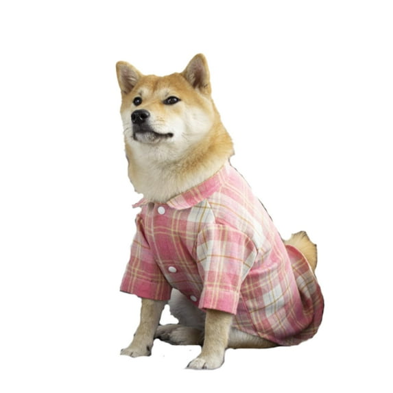 Harikaji Small Dog Shirt, Plaid Dog Wedding Formal Shirt with D-ring, Classic Dog Costume for Cats Small Medium Dogs Pink XL