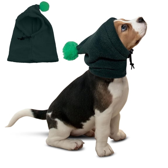 Harikaji Warm Dog Hat, Dog Ear Muffs Noise Protection, Polar Fleece Dog Winter Hats Windproof Cap, Quiet Ears Covers for Small Medium Dogs Green S