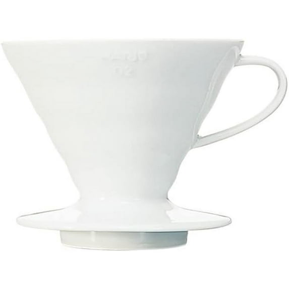Hario V60 Ceramic Coffee Dripper Pour Over Cone Coffee Maker Size 02, White