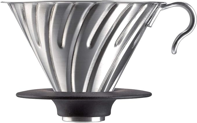 Hario V60 Metal Coffee Dripper, Size 02, Silver