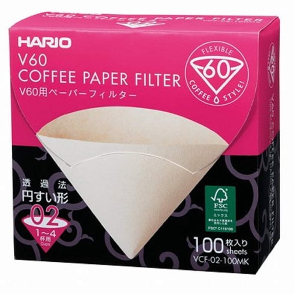 Hario V60 Paper Coffee Filters for 02 Dripper, 100 Count Boxed, Natural