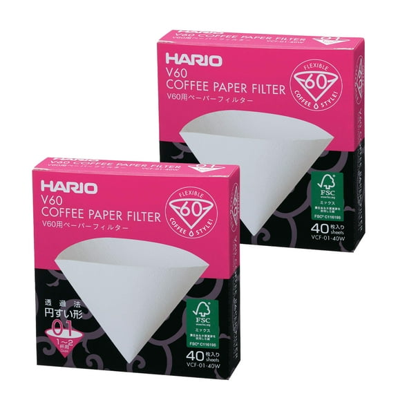 Hario V60 Paper Filter White 01, 40ct box (2)