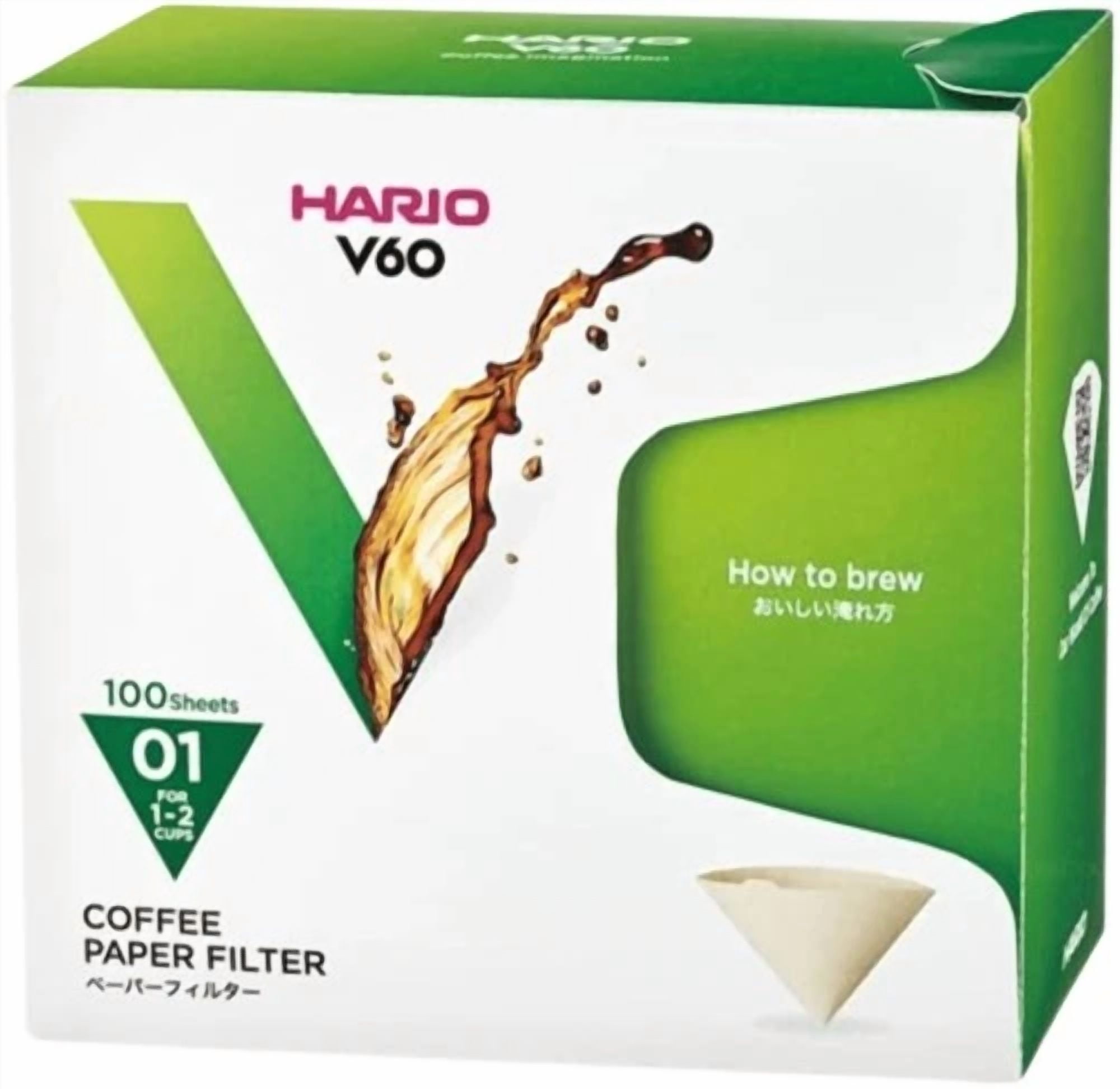 Hario V60 Size 01 Coffee Filters 100 Pack Cone Shaped Paper Natural Filters