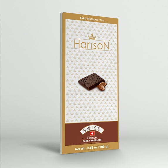 Harison Dark Chocolate Bar 74% Cocoa 3.5oz - Premium Swiss Chocolate