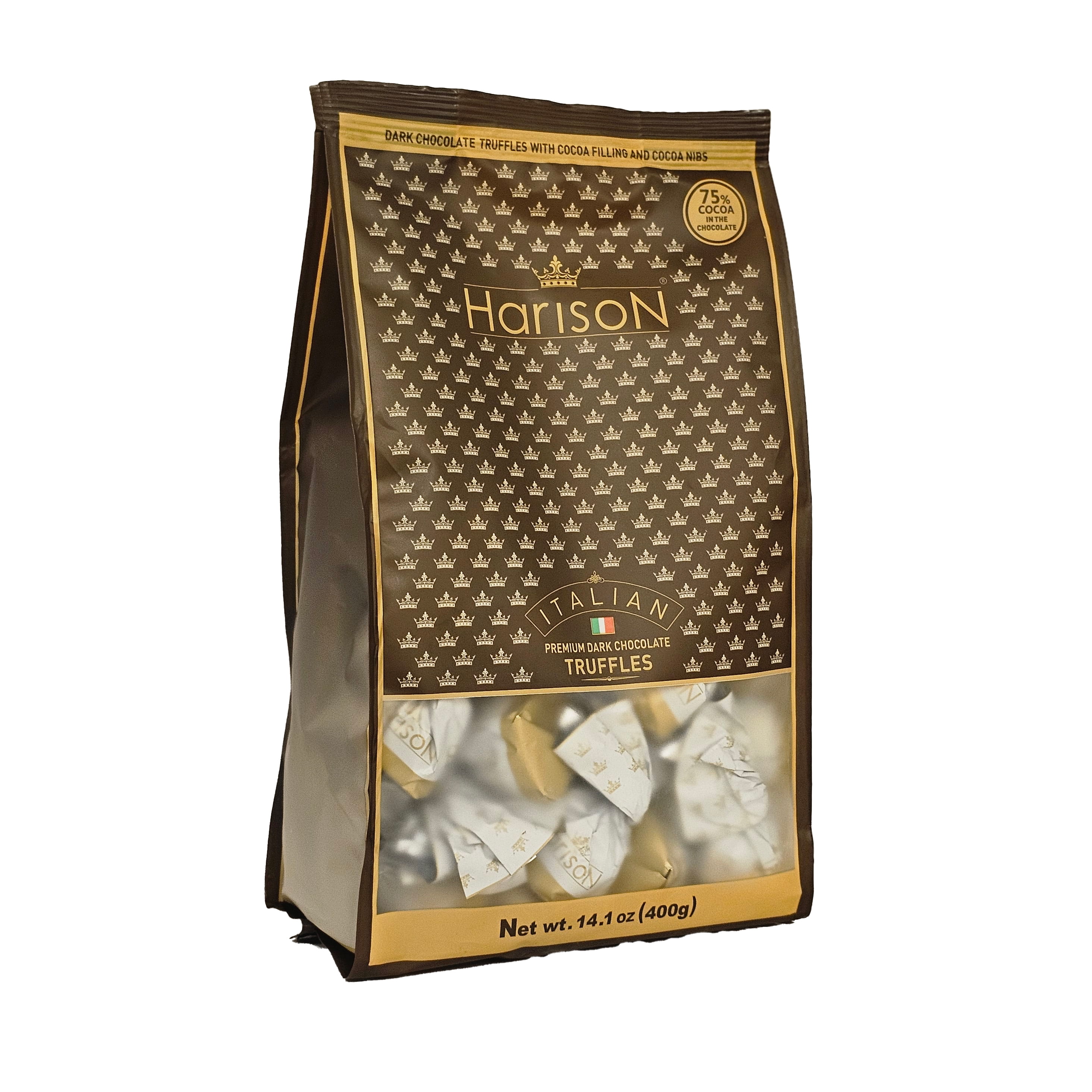 Harison Dark Chocolate Truffles with Cocoa Fillings and Cocoa Nibs 14.1