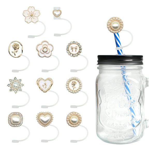 Hariumiu 1/11Pcs Straw Cap for Cup Faux Pearl Straw Topper for 30&40 Oz Tumbler Reusable Dust-Proof Straw Tips Lids Protectors Reliable Beverage Cover