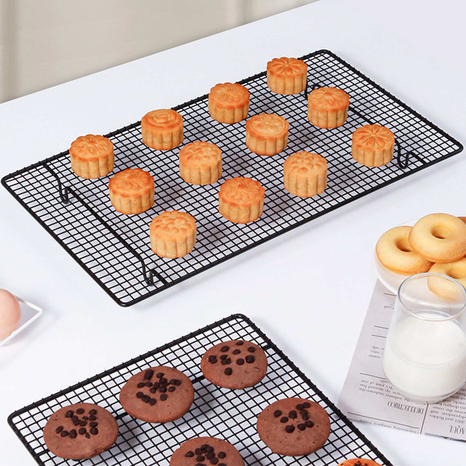 Hariumiu 1/2Pcs Cake Cooling Rack Rectangular Mesh Folding Bakery Shelf ...