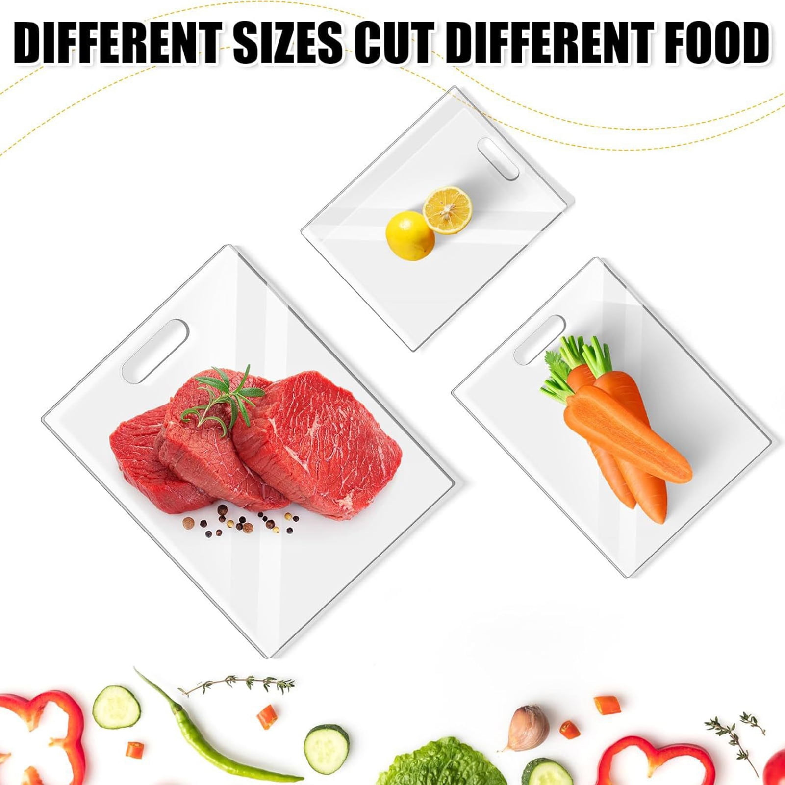 Chopping Board Set,3PCS Plastic Chopping Boards For Kitchen Non-Slip Cutting Boards With Grip Handle Juice Grooves Grinding Groove Large Chopping Boards For Meat Vegetables Fruits (Black - View #9