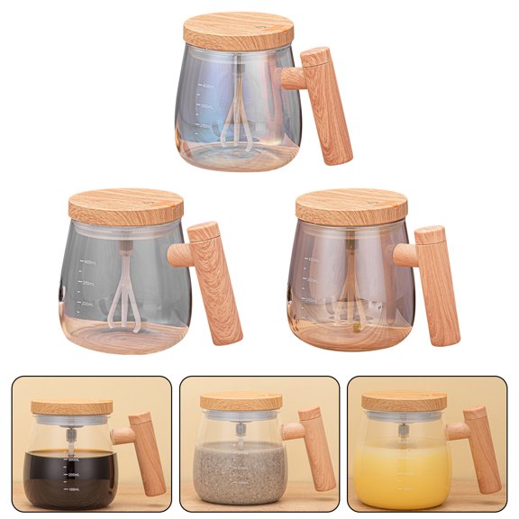 Hariumiu 1 Set 400ML Mixing Cup Transparent Electric Self-Stirring Cup Travel Mug with Detachable Stirring Rod for Home