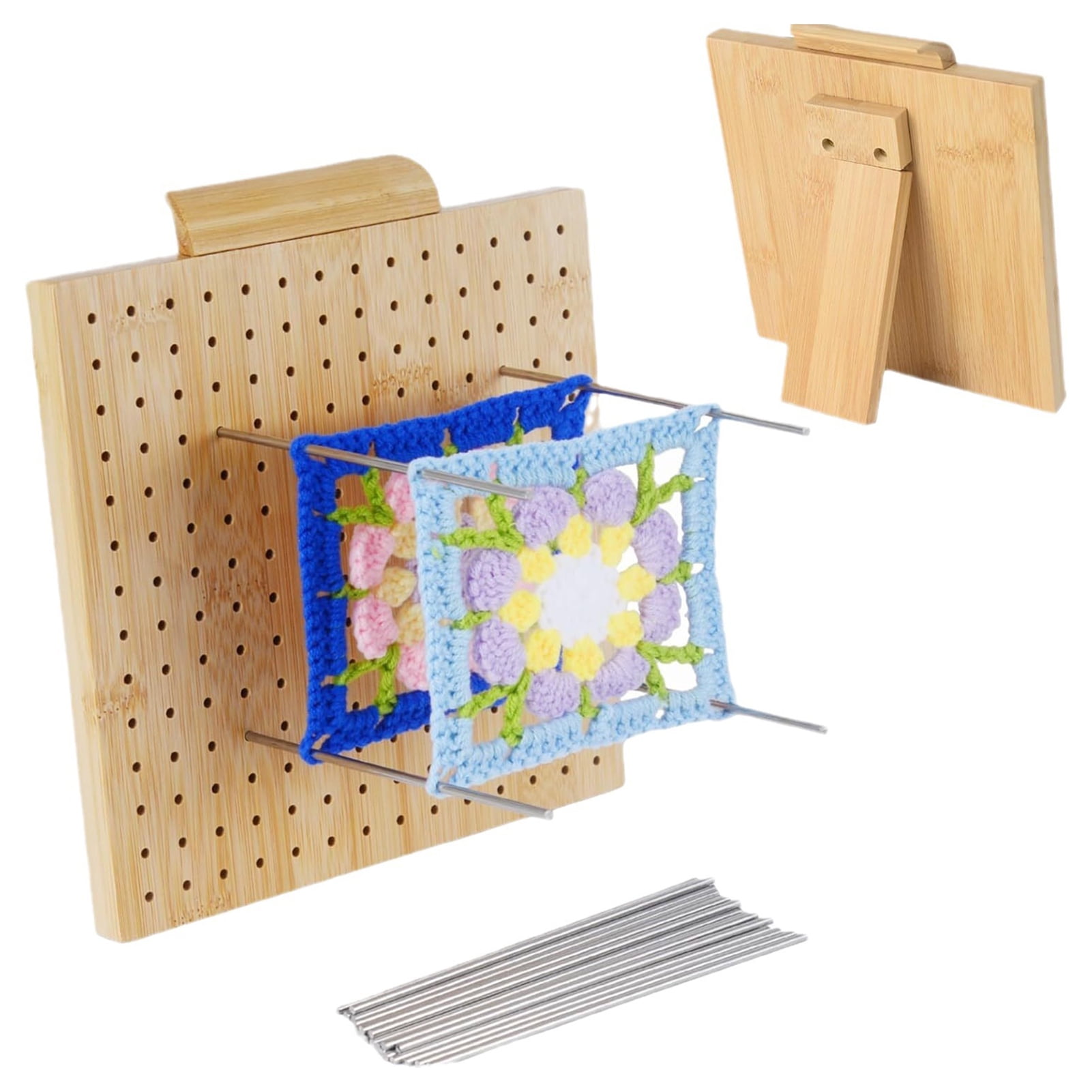 CraftyManor 7.6 In Crochet Blocking Board And Pins, Wooden Blocking