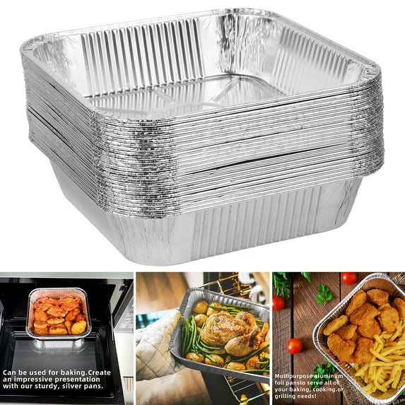 Hariumiu 10/30Pcs Disposable Aluminum Foil Pans Waterproof & Oil-Proof Square Baking Foil Box High-Temperature Resistance Baking Pan Liner Kitchen Drip Pan Tray