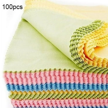 Hariumiu 100 Pack Mixed Colors Microfiber Glasses Cleaning Cloths (5.12" x 5.12") - Cleans Lenses, Glasses, Screens, Cameras, Eyeglasses, Cell Phone