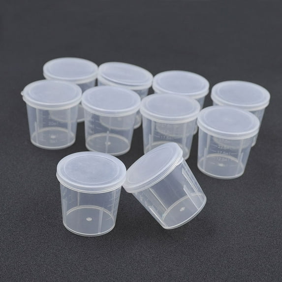 Hariumiu 10Pcs Plastic Measuring Cups Lab Chemistry Kitchen Liquid Measure Tool 30ml-