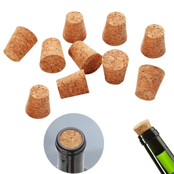 Hariumiu 10Pcs Wine Bottle Stopper Soft Wood Corks Leakproof Good Sealing Biodegradable Reusable Wooden Cork for Wine Bottles