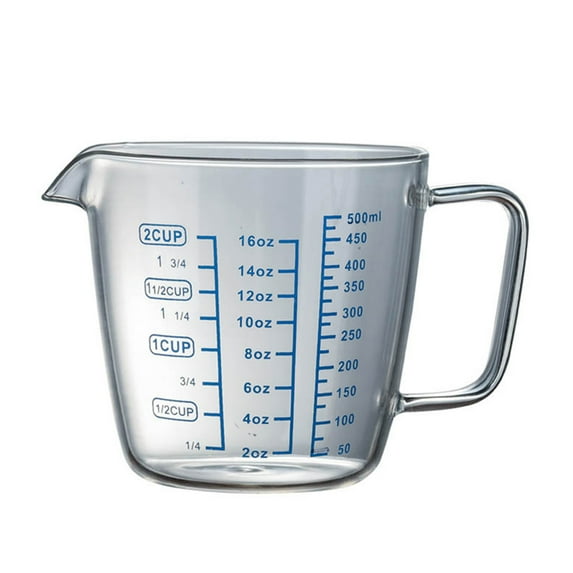 Hariumiu 250ml/500ml Heat Resisting Glass Measuring Cup Milk Water Scale Microwave Tool-500ML