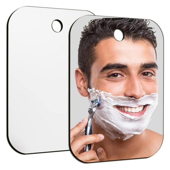 Hariumiu 2Pcs Acrylic Fogless Shower Mirror Portable Travel Anti-fog Men Shaving Makeup Mirror Shatterproof Frameless Bathroom Wall Hanging Vanity Mirror