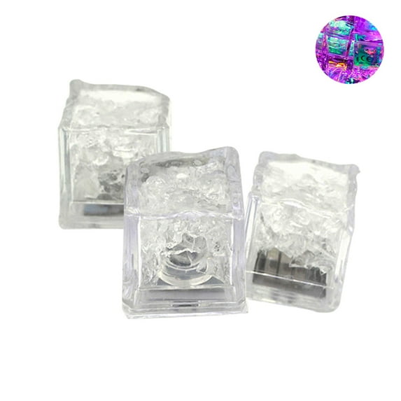 Hariumiu 3Pcs LED Light Ice Cubes Luminous Night Lamp Party Bar Wedding Cup Decoration-Colorful