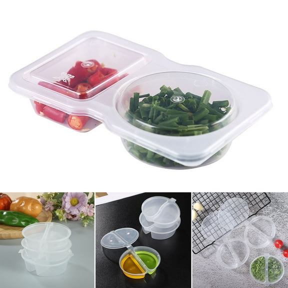Hariumiu 5/10/15/25Pcs Seasoning Box Disposable And Reusable Leak-Proof Lid Double Compartment Condiment Container for Condiment Dip Sauce Sampling And Travel Snacks
