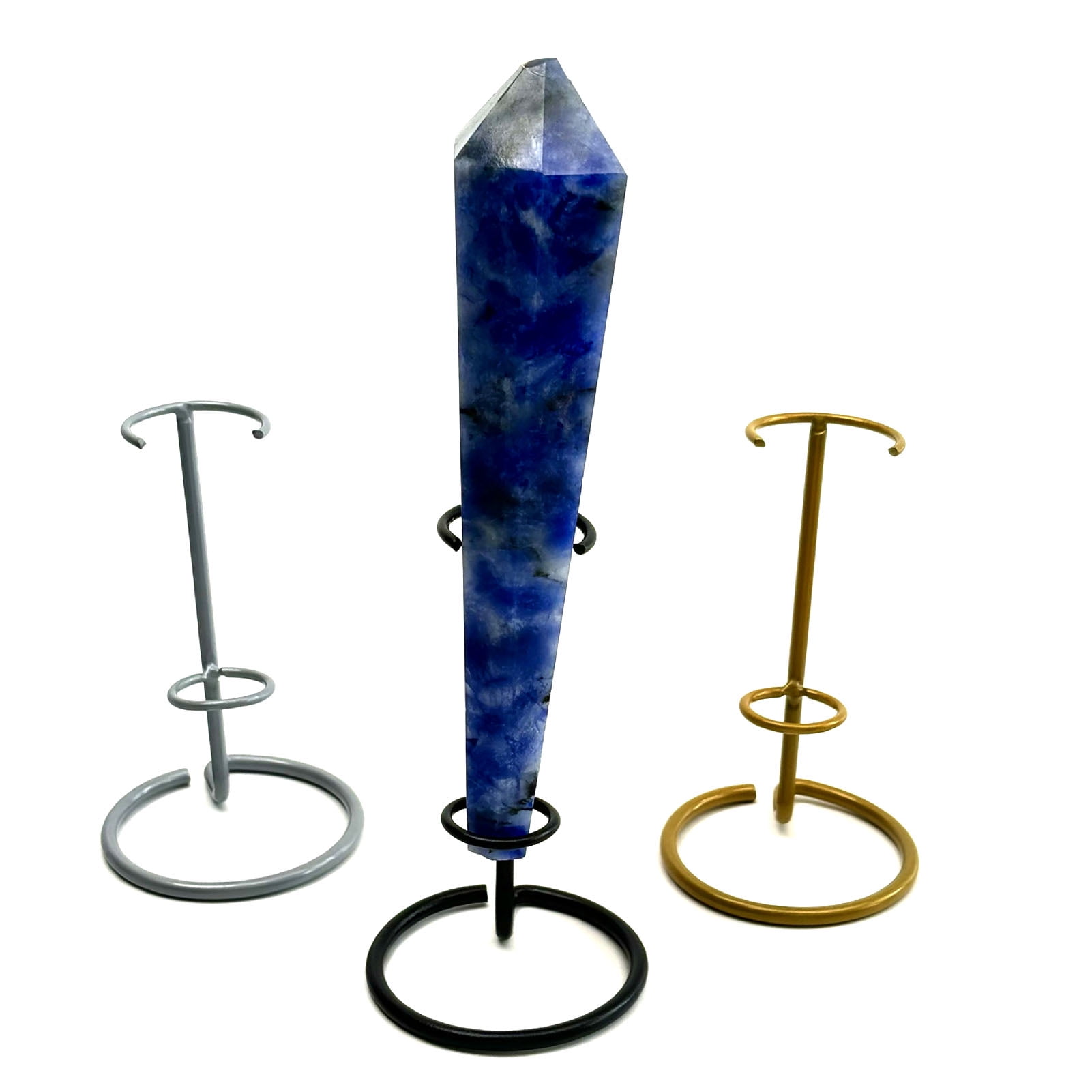 Hariumiu 5 Pcs Crystal Wand Display Stand Metal Crystal Pillar Holder ...