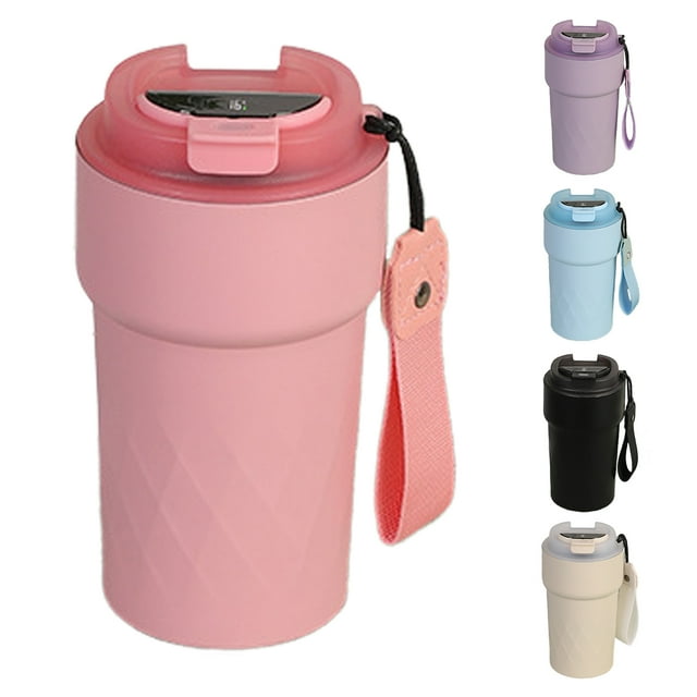 Hariumiu 510ML Insulated Mug Temperature Display Stainless Steel Portable with Lanyard Leak-proof Lid Travel Coffee Cup