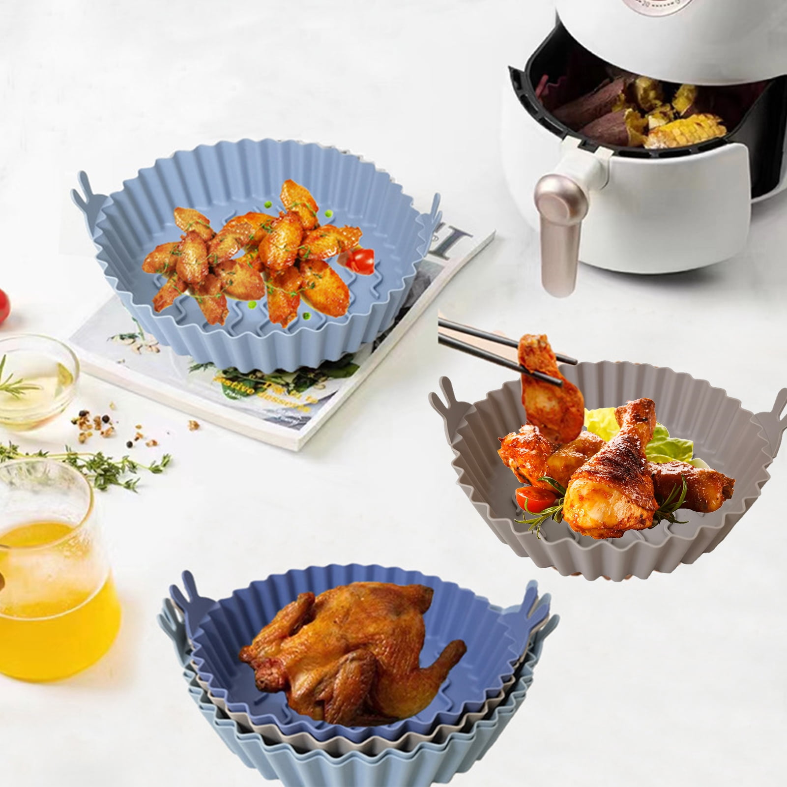 Hariumiu Air Fryer Silicone Liners Baking Pan for Air Fryer Reusable