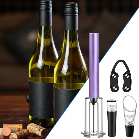 Hariumiu Air Pump Wine Opener Set Easy Air Pressure Cork Remover Bottle Opener Kit Easy Cork Removal Tool for Wine Lovers