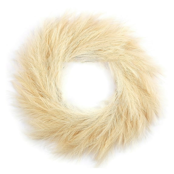 Hariumiu Artificial Wreath Non-wither Artificial Pampas Grass Wreath Realistic Looking Farmhouse Garland for Diy Arrangements