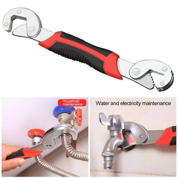 Hariumiu Carbon Steel Adjustable Wrench Heavy Duty Multifunctional Double-ended Bathroom Kitchen Sink Plumbing Faucet Basin Spanner Tool
