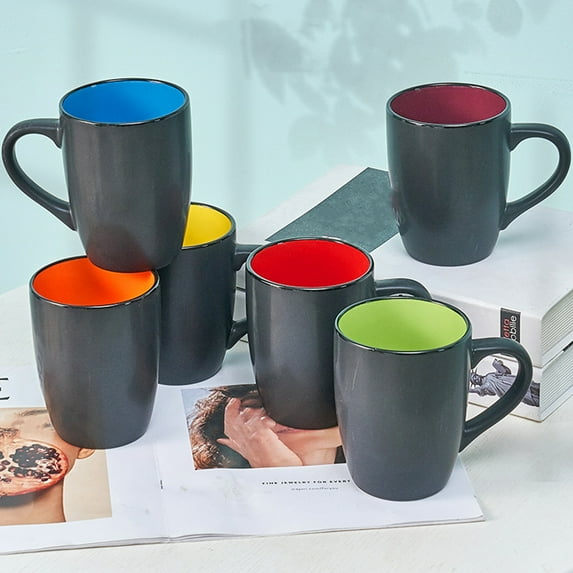 Hariumiu Ceramic Coffee Mug with Colorful Interior Easy-to-Clean Handle Tea Cup 16 OZ Matte Beverage Cup for Latte Tea Cappuccino