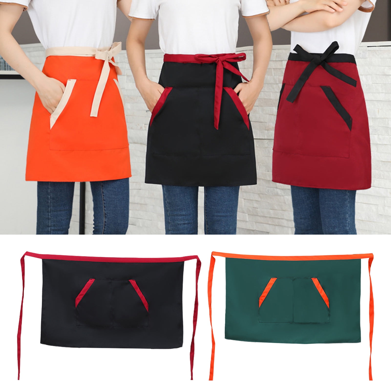 Hariumiu Chef Work Bib Apron with Pockets Oil Stain Resistant ...
