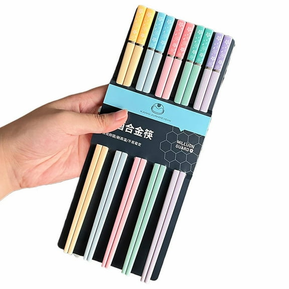 Hariumiu Chopsticks Set 5 Pairs Reusable Plastic Chopsticks Bpa-free Dishwa
