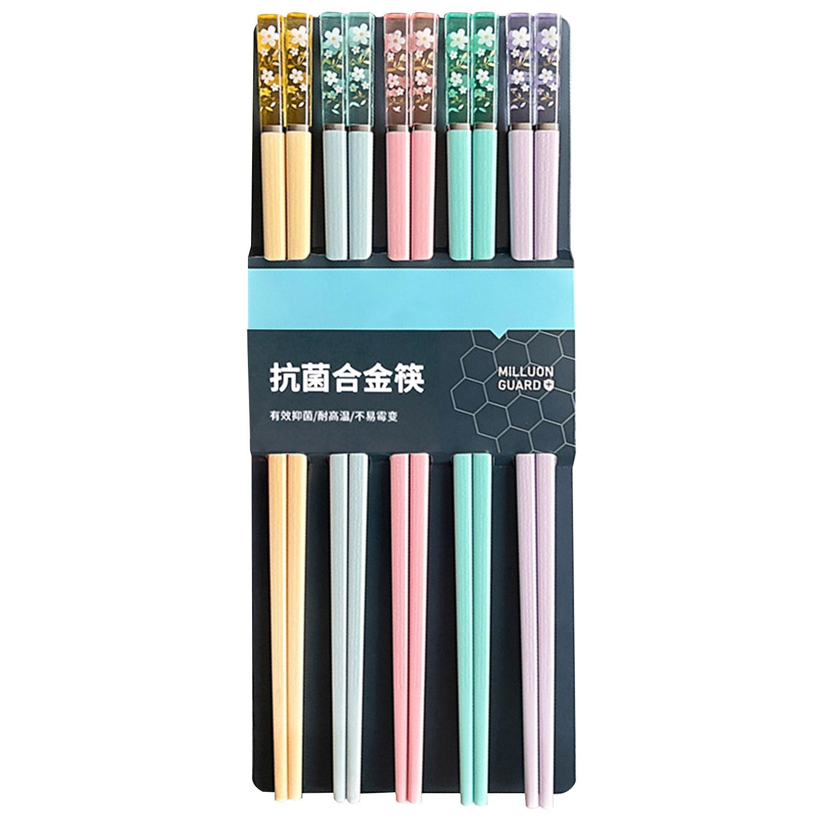 5-Pair Reusable Japanese Style Chopsticks Set - Dishwasher Safe & Hygienic