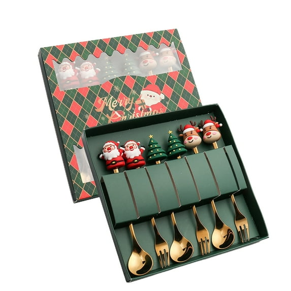 Hariumiu Christmas Spoon Set Christmas-themed Stainless Steel Cutlery Set Festive Holiday Dining Utensils for Elegant Christmas Dinnerware Table Decorations