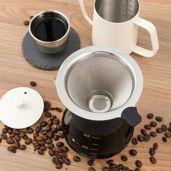 Hariumiu Coffee Filter Easy to Clean Stainless Steel Coffee Cone Filter Reusable Fine Mesh Strainer for Home Kitchen