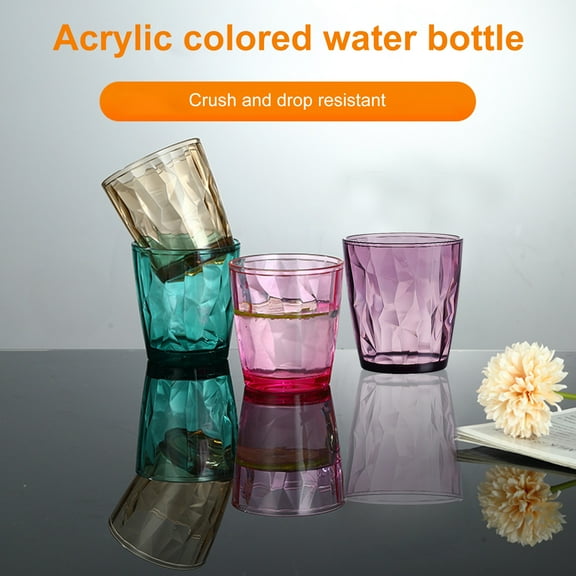 Hariumiu Colorful Translucent Water Cups 310ml Diamond Pattern Tumblers Unbreakable Heat Resistant BPA-Free Stackable Glasses for Home Parties Restaurants
