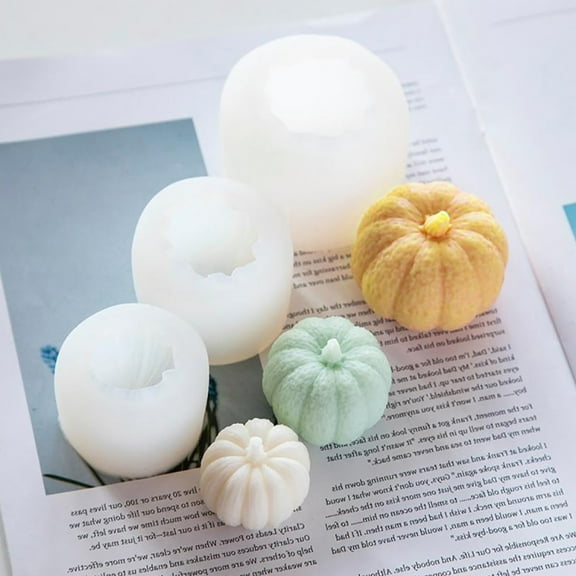 Hariumiu Decor 3D Pumpkin Candle Molds, Pumpkin Silicone Mold for DIY, Handmade Soap, Candle, Cake Baking