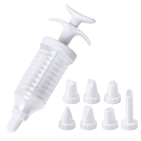 Hariumiu Easy to Clean Piping Tips 1 Set Dessert Decorating Injector with 8 Piping Tips Baking Supplies for Cupcake Frosting Cookies Puffs Making Food Grade